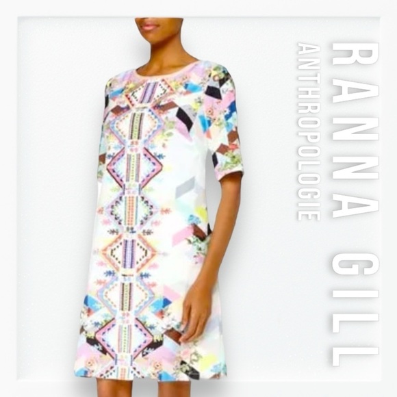 NWT Ranna Gill Half Sleeve Geometric Embroidered Dress sz XS - Picture 1 of 15